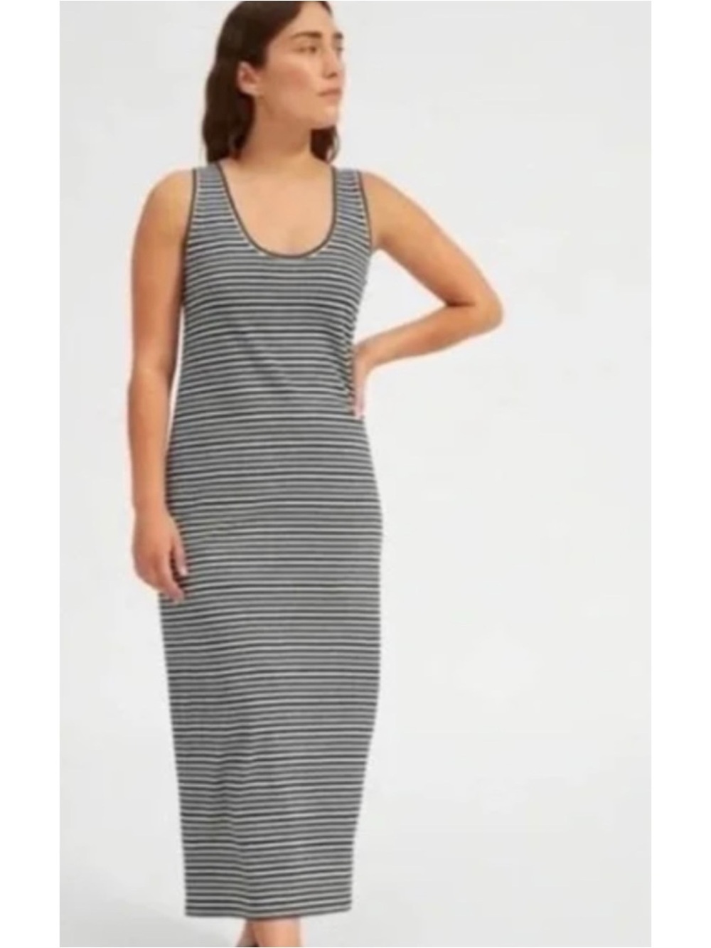 EVERLANE | Striped Black and White Sleeveless 100% Cotton Maxi Dress Medium